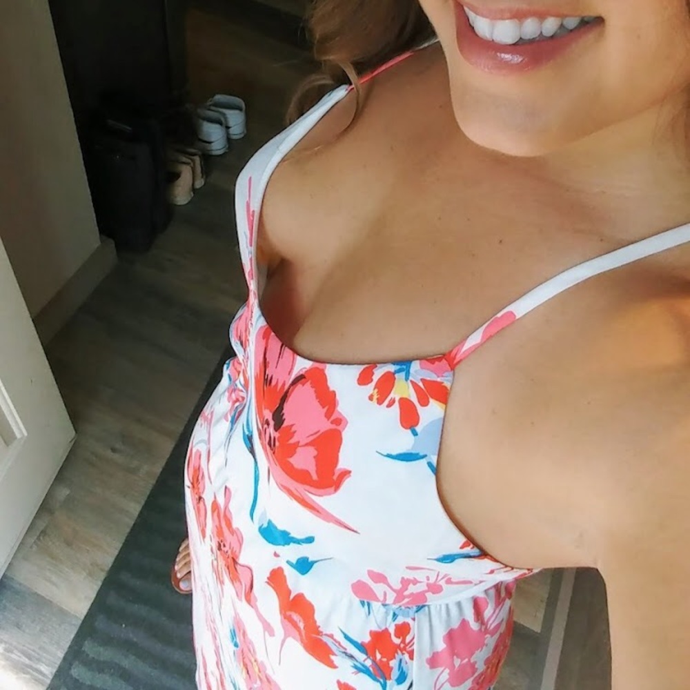 White tropical print maxi dress